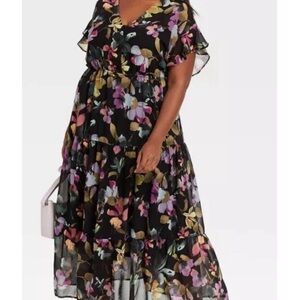 Ava & Viv Black Floral Maxi Dress